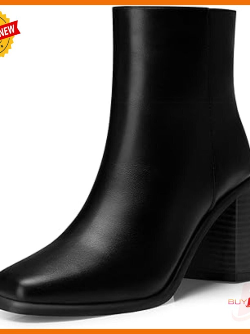 Women's Chunky Heel Ankle Boots Square Toe PU Leather Office Night Out